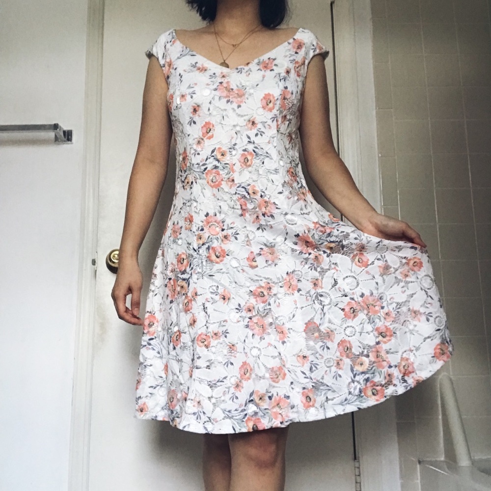 White floral lace dress